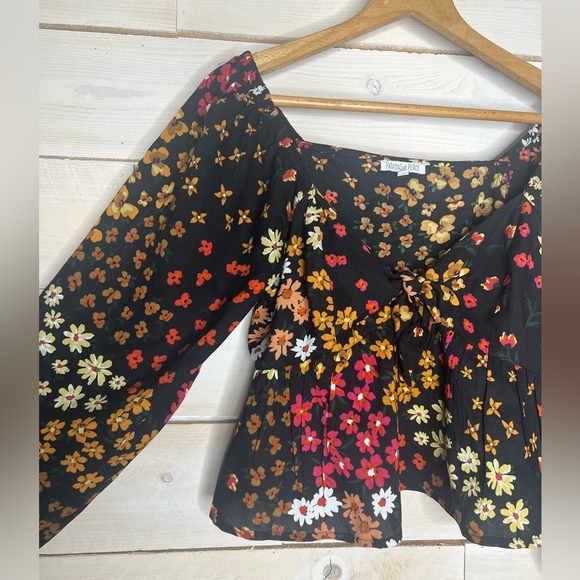 Patrons of Peace Puff Sleeve Top Floral sz M - Picture 3 of 5